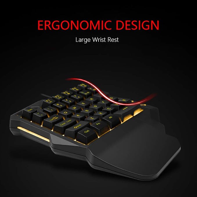 RedThunder One-Handed RGB Gaming Keyboard and Mouse Combo, 35 Keys Mini Gaming Keypad, 6400 DPI Mouse, Portable Game Controller for PC Gamer