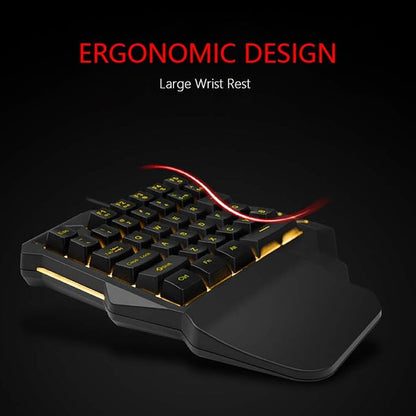 RedThunder One-Handed RGB Gaming Keyboard and Mouse Combo, 35 Keys Mini Gaming Keypad, 6400 DPI Mouse, Portable Game Controller for PC Gamer