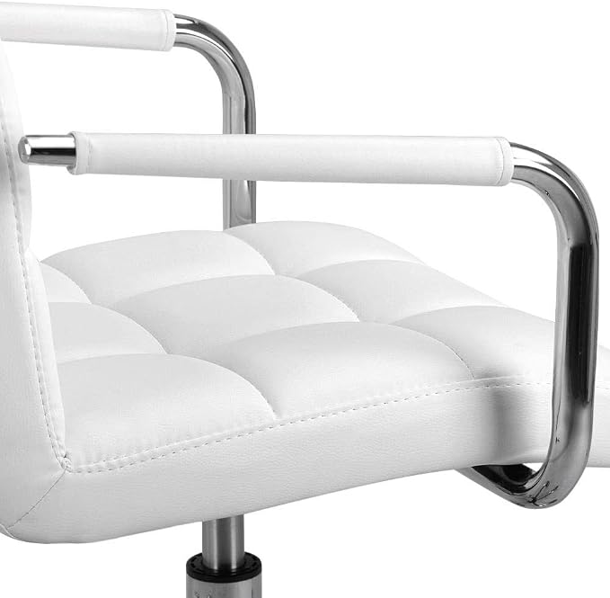 Topeakmart Modern Rolling White Desk Chair with Armrests/Wheels Heavy Duty Base SGS-Tested Gaslift Cylinder Comfortable Computer Chair, 265lb Load Capacity