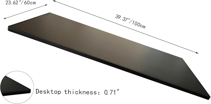 QLLY One-Piece Wood Tabletop, Replacement Board Desktop, Universal Countertop for Table and Workstation (Black, 39.3x23.6 inch)