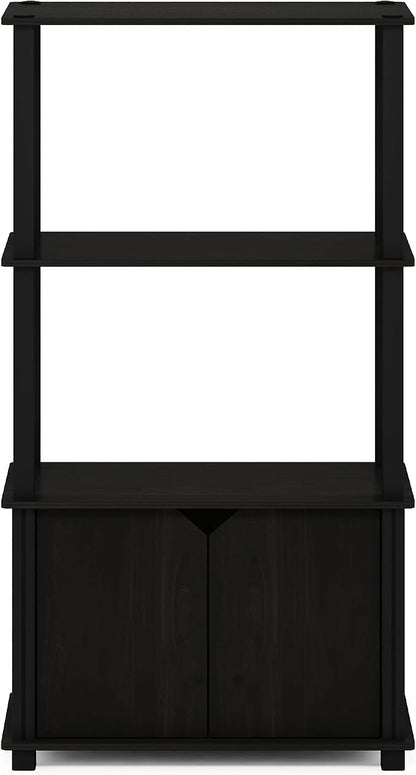 Furinno GO GREEN Storage Shelves, 4-Tier Book Shelf, Bookcase, Display Shelf with Open Shelf and Closed Storage, for Organization and Storage, Living Room, Garage, Home Office, Espresso