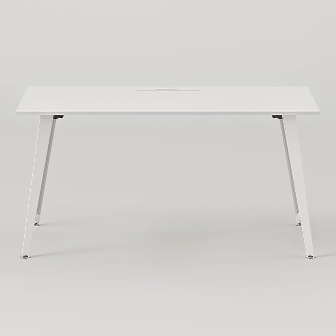 Branch Office Desk - Modern Home Office Desk - Efficient Cable Management and Fast Assembly - Compact Workstation for Home or Apartment - 48” White Top - White Base