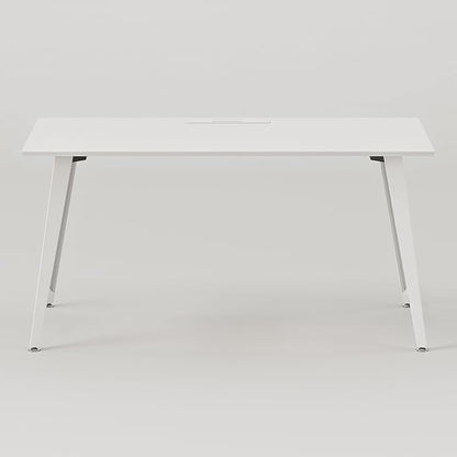 Branch Office Desk - Modern Home Office Desk - Efficient Cable Management and Fast Assembly - Compact Workstation for Home or Apartment - 48” White Top - White Base