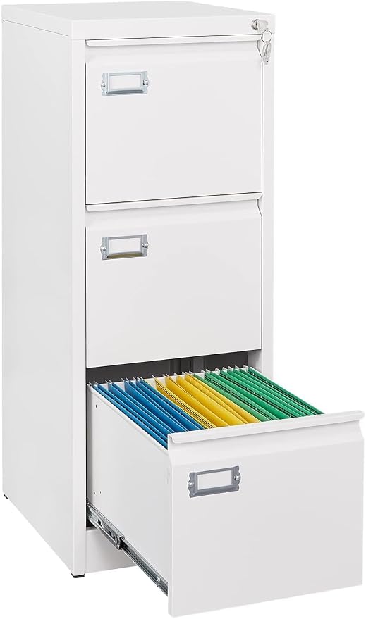 3 Drawer File Cabinet,Metal Filing Cabinets with Lock,18" Deep Office Storage Cabinet for A4/Letter/Legal Size File,Assembly Required