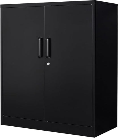 Yizosh Metal Storage Cabinet with 2 Doors and 2 Adjustable Shelves - 35.5" Garage Wall Cabinet, Locking Counter Cabinet for Home Office,Garage,Gym,School