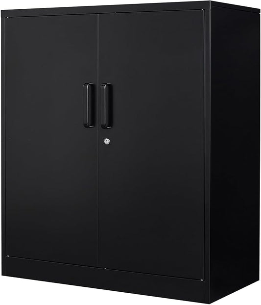 Yizosh Metal Storage Cabinet with 2 Doors and 2 Adjustable Shelves - 35.5" Garage Wall Cabinet, Locking Counter Cabinet for Home Office,Garage,Gym,School
