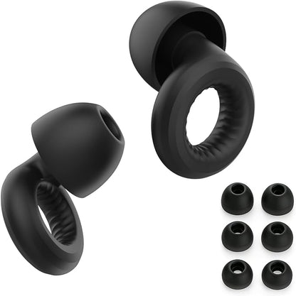 Ear Plugs for Noise Reduction – Reusable Silicone Earplugs with Filter Technology for Sleeping, Travel, Focus, Concerts & Motorcycling Ear Plug +8Tip (Ring-Black)