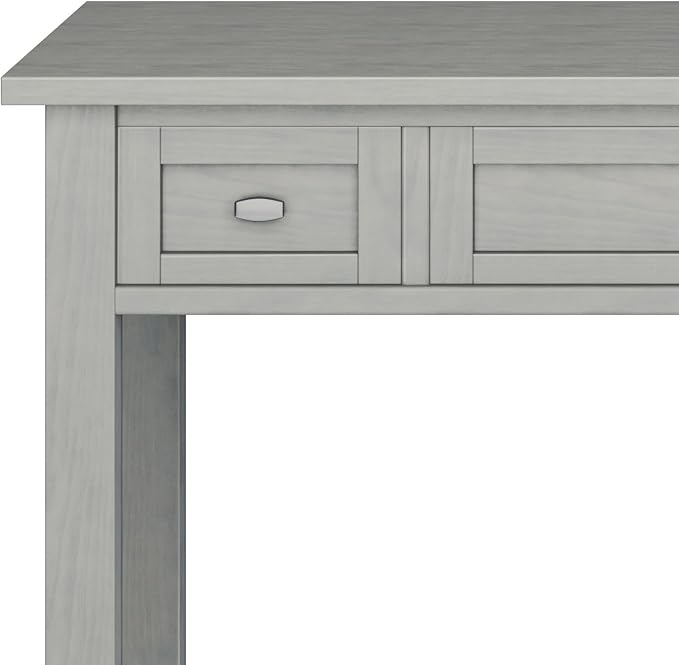 SIMPLIHOME Warm Shaker Desk - 48 Inch Wide Solid Wood Writing Desk in Fog Grey, Transitional Home Office Computer Table for Workspace or Study with Flip-Down Keyboard Tray and 2 Drawers