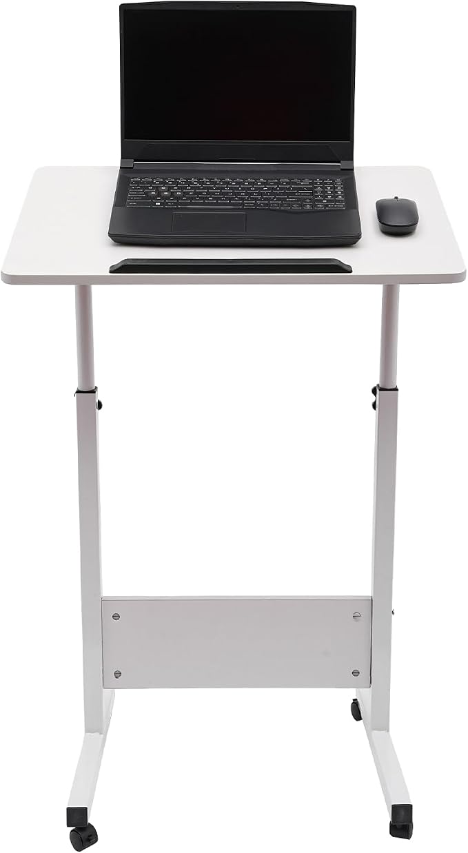 Small Mobile Standing Desk, 24" L×16" W Mobile Office Table, Rolling Laptop Table with 180° Flip, 30.5-43.11in Adjustable Height Desk for Small Spaces Home Offices