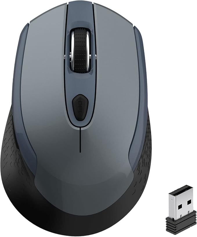 Wireless Mouse, 2.4G Silent Cordless Mouse for Laptop, Mouse with 6 Buttons and 3 Adjustable DPI for Computer, Deskbtop, MacBook, PC