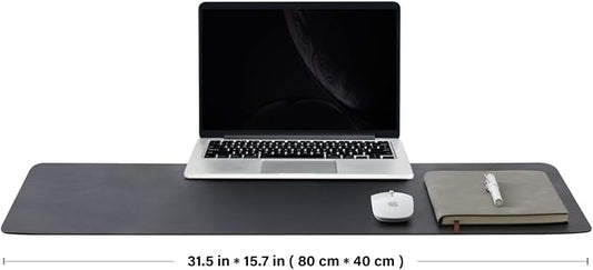 Leather Desk Mat - Non-Slip PU Desk Pad for Office Home - Organization Accessory - Ideal for Large Mouse Pads (Black,31.5"x 15.7")