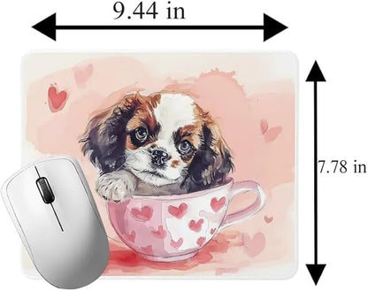 TUBBIE Basic Mousepad Puppy in Tea Cup Mouse Pad Desktop Laptop Computer Accessories Home Office Gaming Work Desk Computer Non-Slip Rubber Gift for Dogs Lover Mousepad Coffee or Tea (Cavalier King)