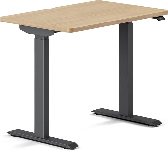 Branch Duo Standing Desk 36 Inches - Adjustable Standing Desk with 20” Range - OLED Control Panel - Frameless Design & Compact Size Suitable for Many Spaces - Charcoal Base - Woodgrain Top