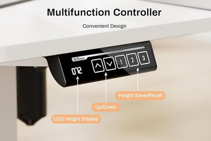 EcoZen Standing Desk Electric Height Adjustable Desk 55 x 33.5 Inches L Shaped Sit Stand up Desk, Computer Home Office Desk Memory Preset with Two-Piece Fir Wood Desktop (White, 55 * 33.5 Inch)