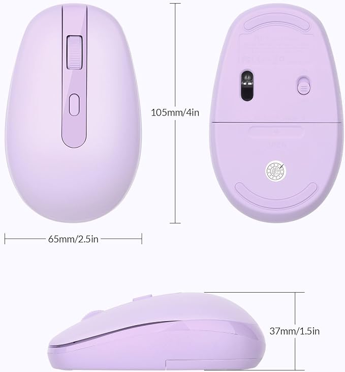 Rii Wireless Mouse RM700 2.4G Silent Mouse with USB Nano Receiver for Laptop,PC,Mac,Chromebook,Windows (Purple)