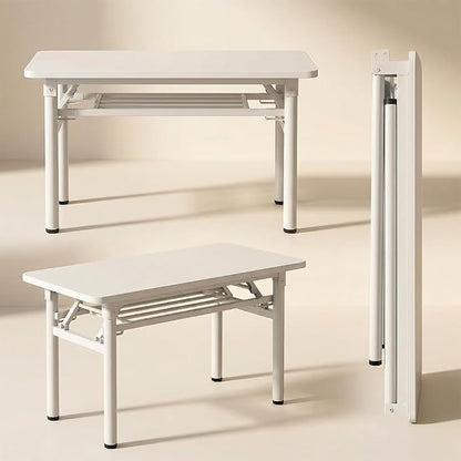Folding Desk for Small Spaces, 31.5 Inch Foldable Computer Desk, No Assembly Required, Space Saving Portable Study Table for Compact Home Office, Bedroom, Dorm, Apartment, White