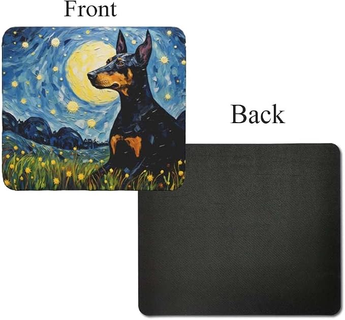 Starry Night Doberman Dog Mouse Pad for Home Office Gaming Working Desk Computer Desktop Accessories Non-Slip Rubber Mouse Pad for Dog Lovers (Doberman)