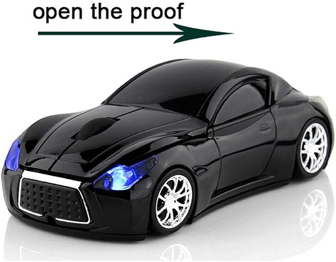Ai5G Race Car Mouse Wireless Sports Car Shaped Mouse 2.4GHz LED Light Shining Surface Decoration Desktop Laptop Computer Mice Optical (Green)