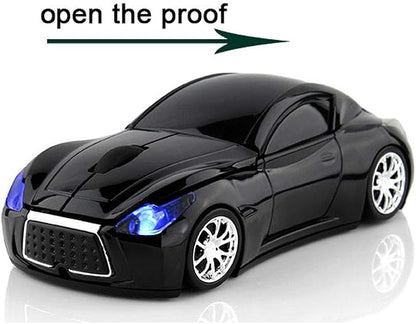 Ai5G Race Car Mouse Wireless Sports Car Shaped Mouse 2.4GHz LED Light Shining Surface Decoration Desktop Laptop Computer Mice Optical (Green)