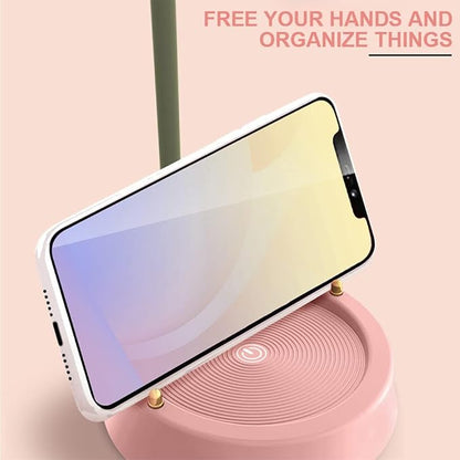 MAGICKK Flower LED Desk Lamp Cordless Table Light Adjustable Gooseneck Dimmable Touch Rechargeable Battery Student Bedroom Room Lighting Table Light House Decor (Pink)