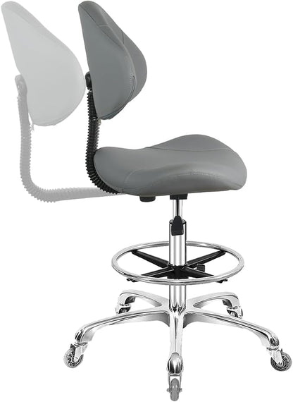 Rolling Swivel Drafting Chair Adjustable Heavy Duty (400lbs) Lumbar Support Task Chair for Home Desk Studio Design Lab(Grey)