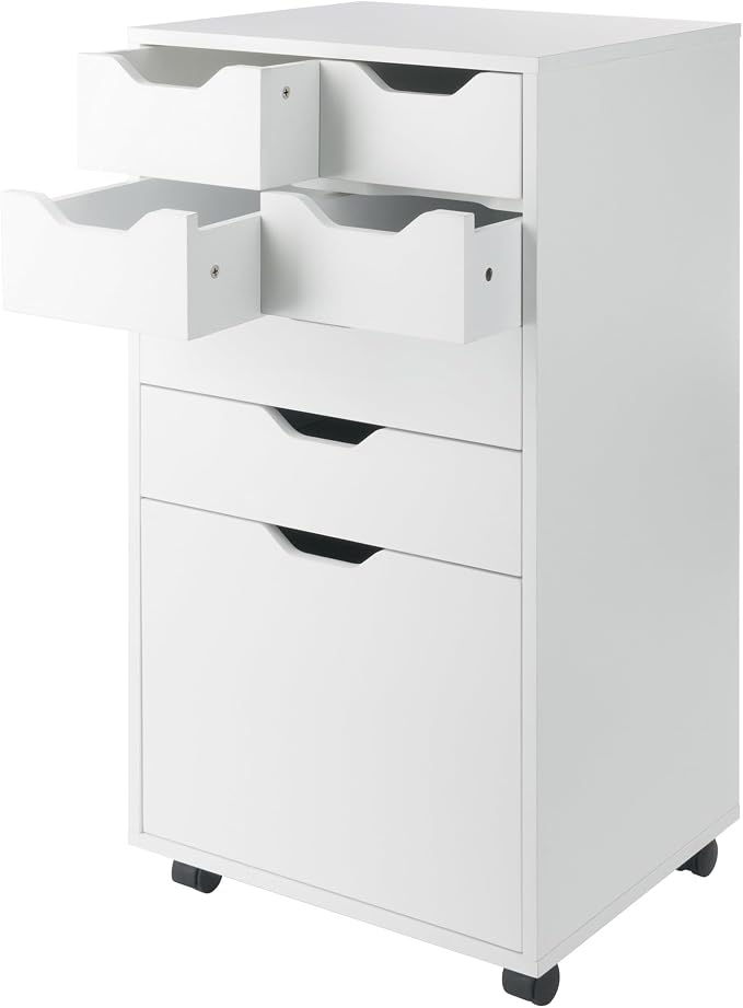 Winsome Halifax Mobile Storage Cabinet with 7 Drawers in White, Stylish & Functional Home Storage Cabinet for Filing, Kitchen Organization, Moveable Furniture for Office, Dorms, Apartments