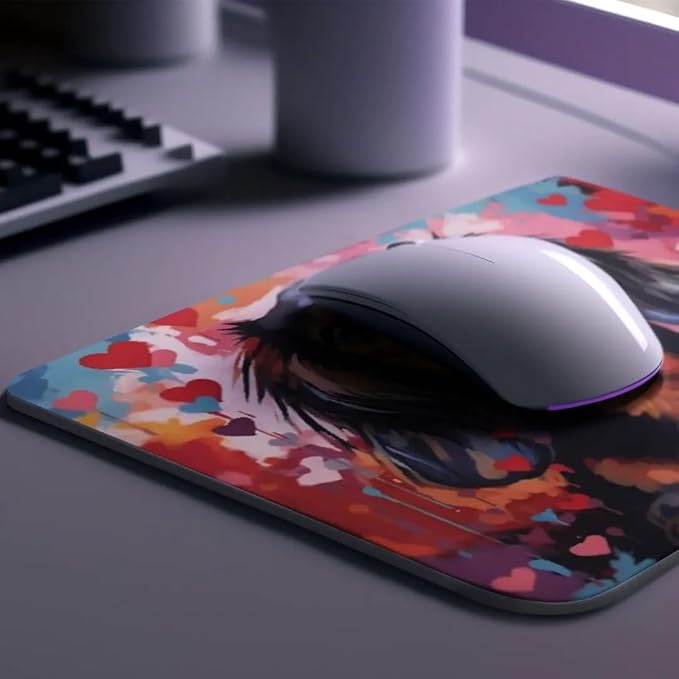 Dachshund Mouse Pad Dog with Red Hearts Pattern Non-Slip Rubber Mouse Pad Puppy in Love Mouse Pad for Home Office Work Desk Computer Desktop Laptop for Dog Lovers