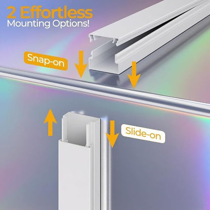 212.6in Cord Hider Kit, Cord Covers for 3-4 Wires on Wall, Cable Hider Wire Covers for Cords on Wall, Paintable Cord Hider for Walls Mount Tv, Cable Cover Raceway, W1.18 H0.6in, White