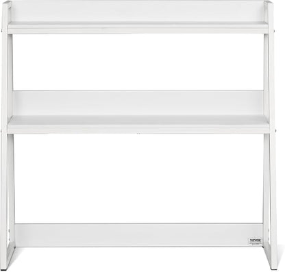 VEVOR Desktop Bookshelf, 2-Tier Desktop Storage Organizer, 37.4" x 12.6" x 35.4" Office Desk Storage Rack Display Shelf, Desktop Bookshelf Hutch with Anti-Slip Feet Pads for Office, Home & Dorm, White