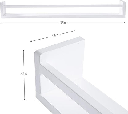 AZSKY Classic Nursery Book Shelves White Wall Book Shelves Kids Bookshelf for Bedroom Bathroom Décor Wall Ledge Shelves 36 Inch Hanging Shelves a Set of 3