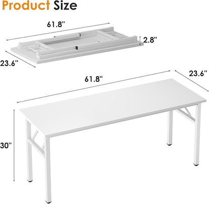 Need Home Office Desk - 62 Inches Large Computer Desk Sturdy Black Table Foldable Desk Gaming Computer Table No Assembly Required AC5DW(157.5 * 60)