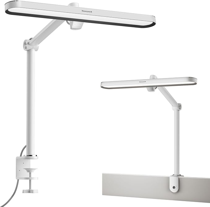 Honeywell LED Desk Lamp with Clamp - 05B02 Touch Control Sunturalux Natural Light Clip On Desk Light 4000K 1300LM Dimmable Eye Caring Table Lamp Full Metal Desk Lamps for Home Office