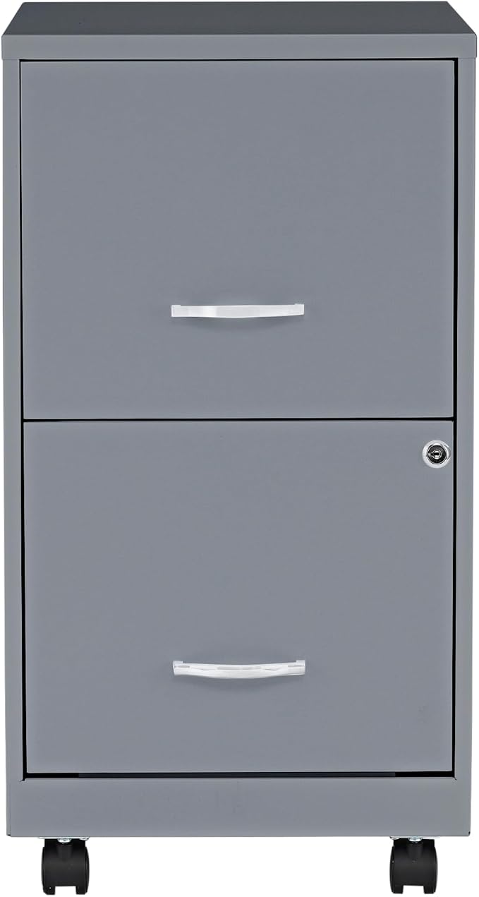 Lorell LYS Chrome Pull F/F Mobile File Cabinet, Silver