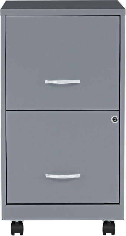 Lorell LYS Chrome Pull F/F Mobile File Cabinet, Silver