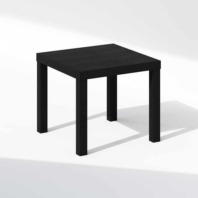 Furinno Classic Coffee Table, Square Modern Center Table with Triple Thick Tabletop, Simple Side Table with 4 Legs, for Living Room, Bedroom, Home Office, Black