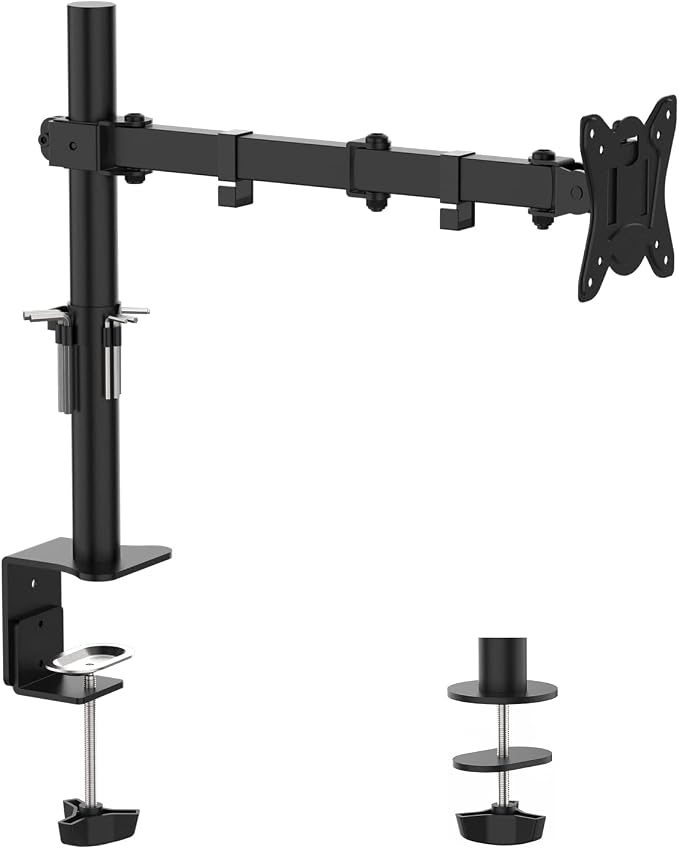 GRIFEMA Monitor Mount for 13-32 in, Single Monitor Arm, Up to 22 Lbs | Full Motion Adjustable Height, 360° Rotate, Tilt, Swivel, Easy Install, VESA 75/100 mm, Monitor Stand for Home Office Gaming