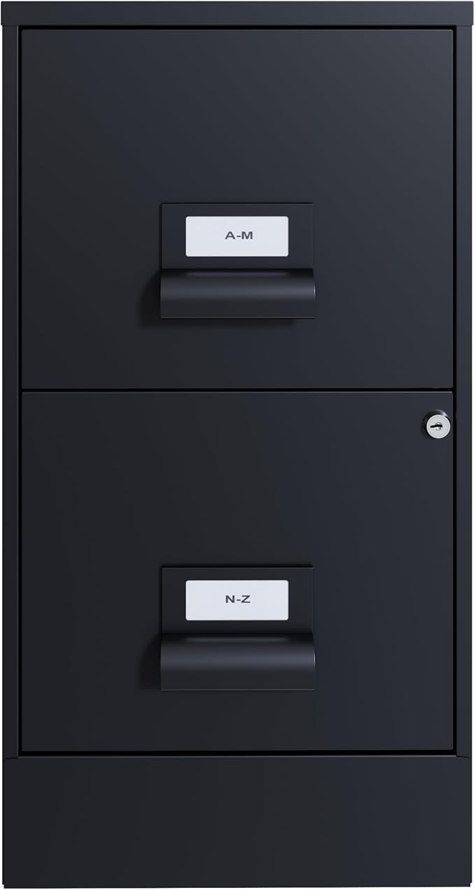 Office Dimensions 18" Deep 2 Drawer Premier Height File Cabinet, Black