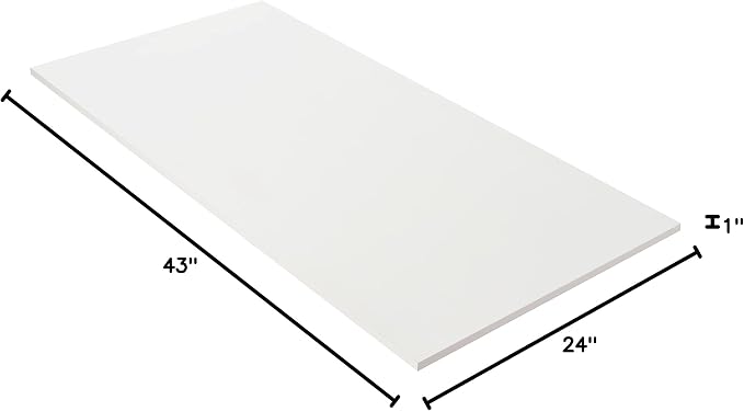 Kaboon 43x24 inches Tabletop, Solid One-Piece Desktop for Sit Stand Desk, Double Desks, L Desk DIY,Wood Countertop Home or Commercial Use,1 inch Thick, White, 23.62" D x 43" W