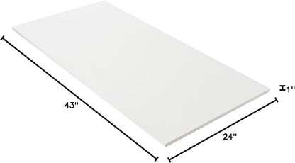 Kaboon 43x24 inches Tabletop, Solid One-Piece Desktop for Sit Stand Desk, Double Desks, L Desk DIY,Wood Countertop Home or Commercial Use,1 inch Thick, White, 23.62" D x 43" W
