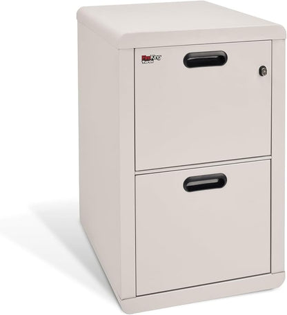 FireKing Turtle Contour - 2 Drawer Fire Safe File Cabinet with Key Lock - 1 Hour Fire Rated, UL Rated & Water Resistant Home Safe - Made in the USA Legal & Letter Filing Cabinet - Platinum