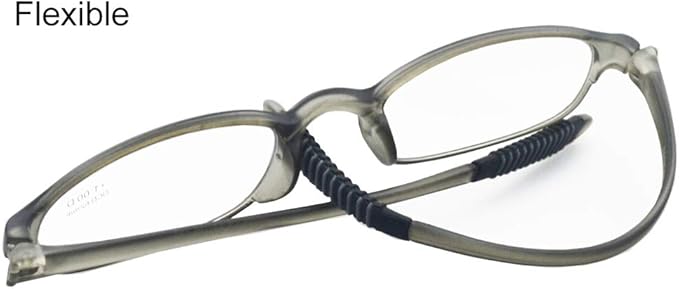 Grey Flexible Plastic 1.25 Diopters Reading Glasses,Lightweight Readers for Men and Women