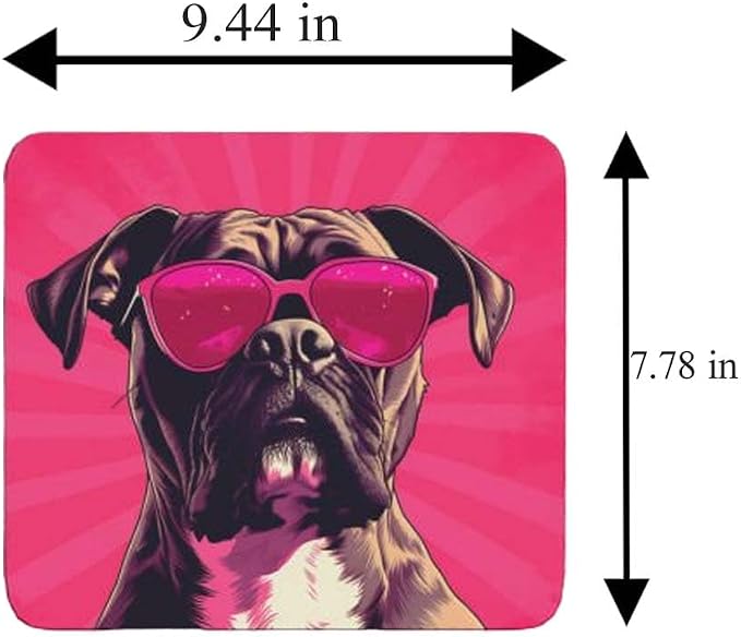 Pink Mousepad Glamour Dog Boxer Mouse Pad for Home Office Gaming Working Desk Computer Desktop Accessories Non-Slip Rubber Mousepad for Dog Lovers