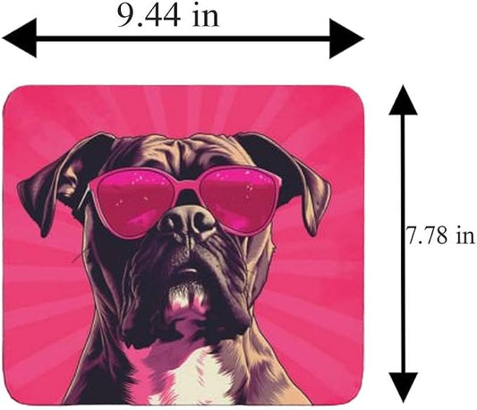Pink Mousepad Glamour Dog Boxer Mouse Pad for Home Office Gaming Working Desk Computer Desktop Accessories Non-Slip Rubber Mousepad for Dog Lovers