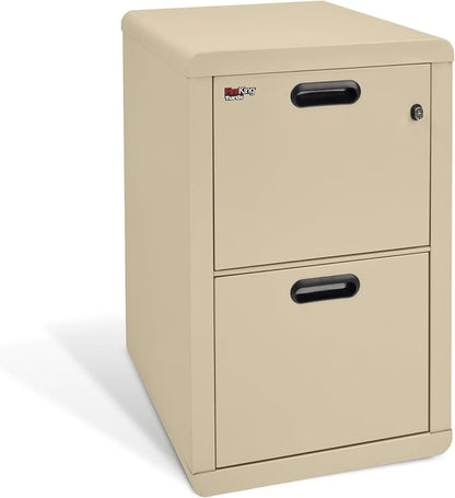 FireKing Turtle Contour - 2 Drawer Fire Safe File Cabinet with Key Lock - 1 Hour Fire Rated, UL Rated & Water Resistant Home Safe - Made in the USA Legal & Letter Filing Cabinet - Parchment