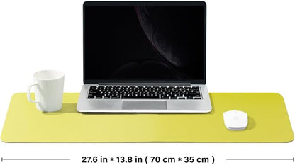 Leather Desk Mat - Non-Slip PU Desk Pad for Office and Home - Desk Organization and Accessories - Ideal for Large Mouse Pad and Desk Mats on Top of Desks (Lemon Yellow,27.6"x 13.8")