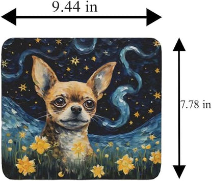 Starry Night Dog Mouse Pad for Home Office Gaming Working Desk Computer Desktop Accessories Non-Slip Rubber Mouse Pad for Dog Lovers (Chihuahua)