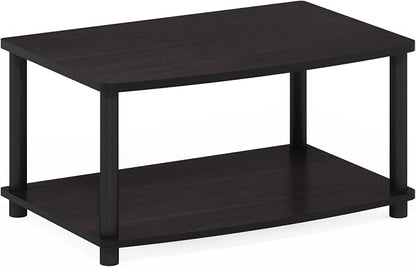 Furinno Turn-N-Tube Printer Stand with Storage, 2-Tier Printer Table, Under Desk Printer Stand, Toolless Assembly, for CPU, Office Supplies, Home Office, Dark Walnut