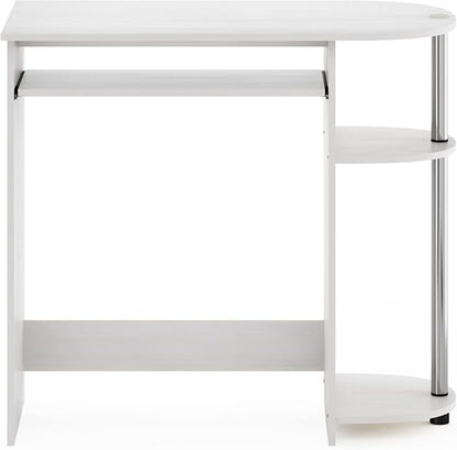 Furinno Simplistic Easy Assembly Computer Desk, with Keyboard Tray, White Oak/Stainless Steel