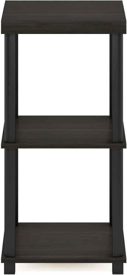 Furinno Turn-N-Tube Side Table, 3-Tier Thick Tabletop End Table with Open Shelf, Toolless Assembly Night Stand, Bedside Table, for Living Room, Bedroom, Espresso