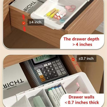 Sliding Drawer Tray with Adjustable Dividers, Expandable Kitchen Storage Organizer, Sliding Drawer Bin, Expandable Drawer Organizer, 2 PCS Drawer Organizer Trays For Utensils, Flatware, Junks